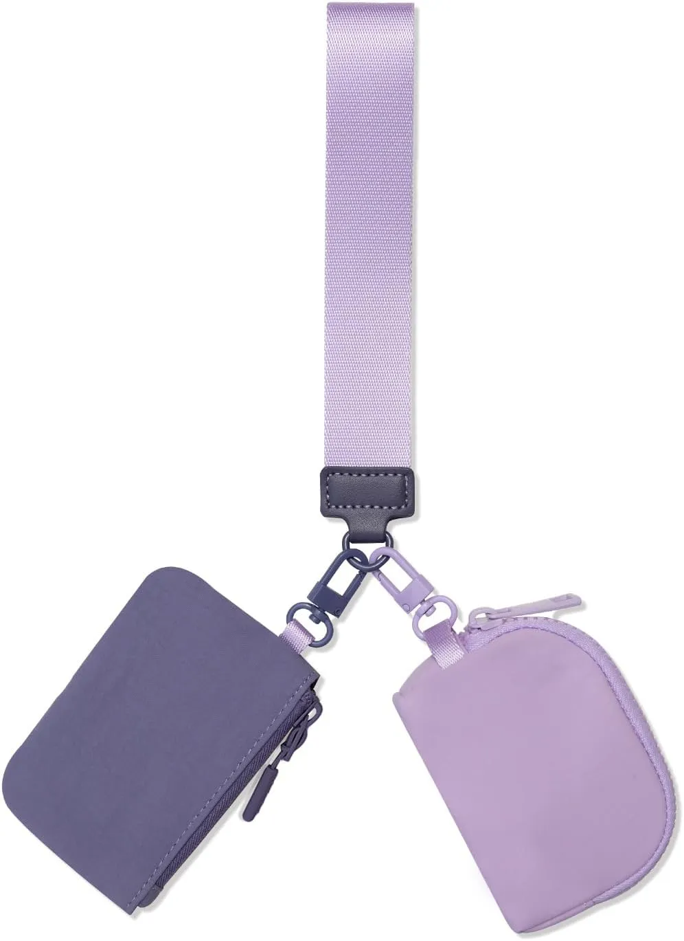 Titosha Initial Dual Pouch Wristlet Keychain Mini Zip Around Wristlet Wallet Coin Purse for Women