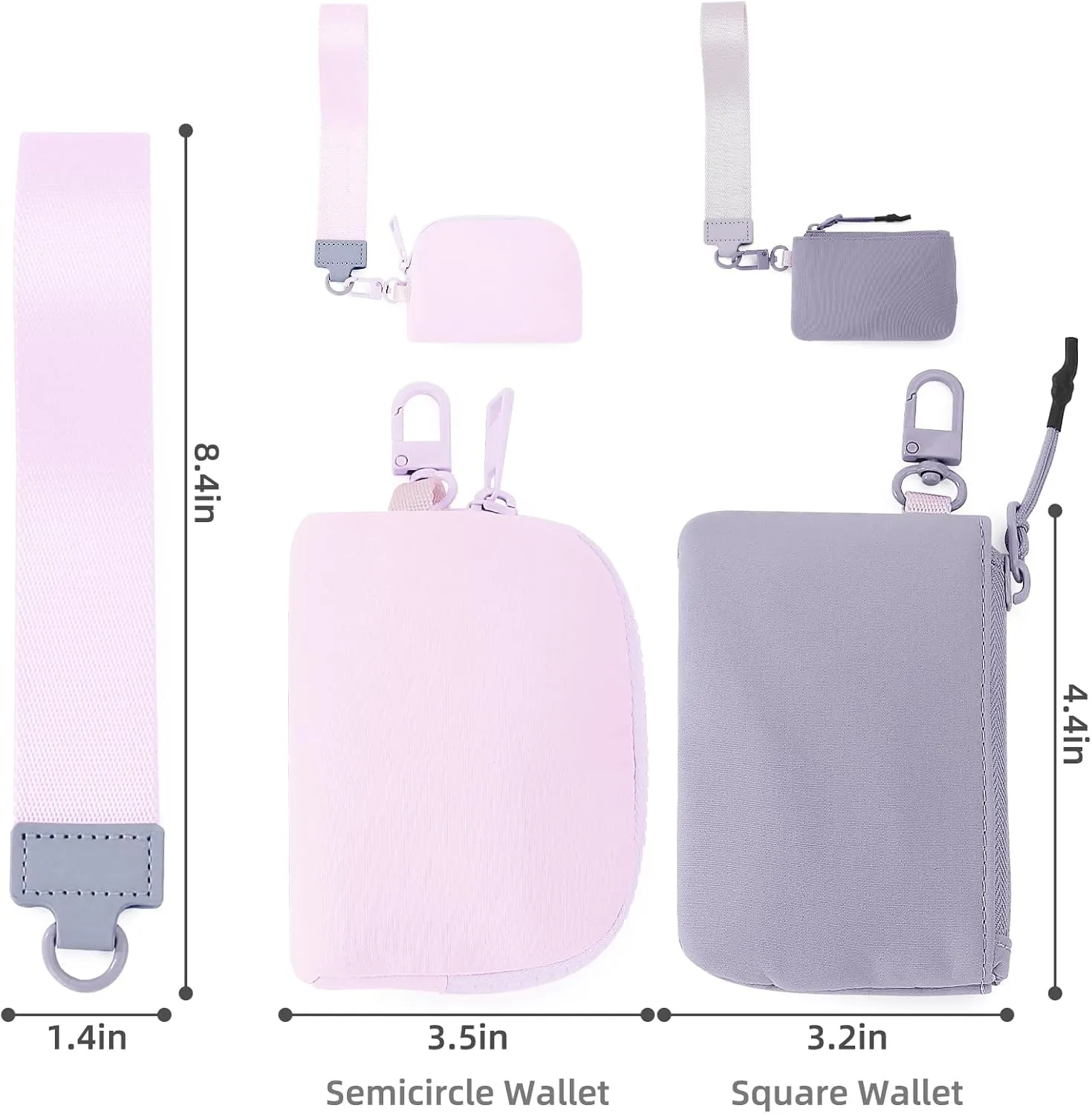 Titosha Initial Dual Pouch Wristlet Keychain Mini Zip Around Wristlet Wallet Coin Purse for Women