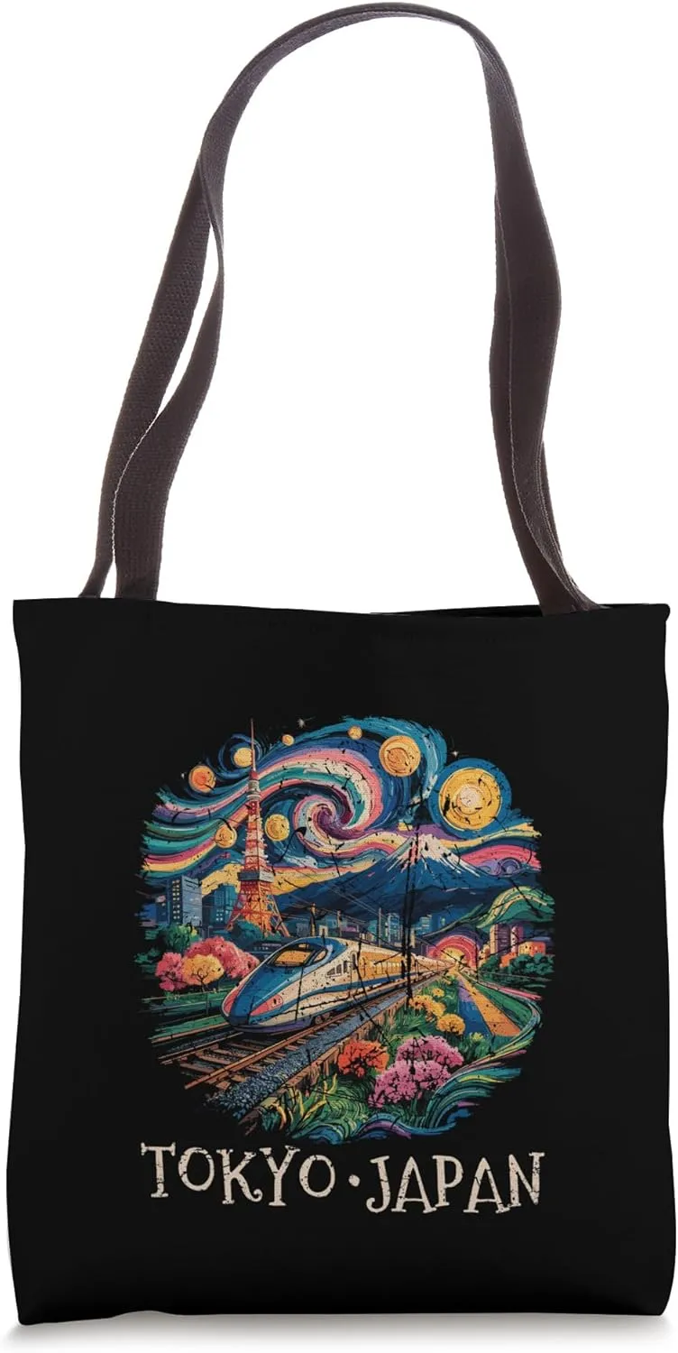 Tokyo Skyline Japan Mt Fuji Shinkansen Tokyo Tower Anime Tote Bag