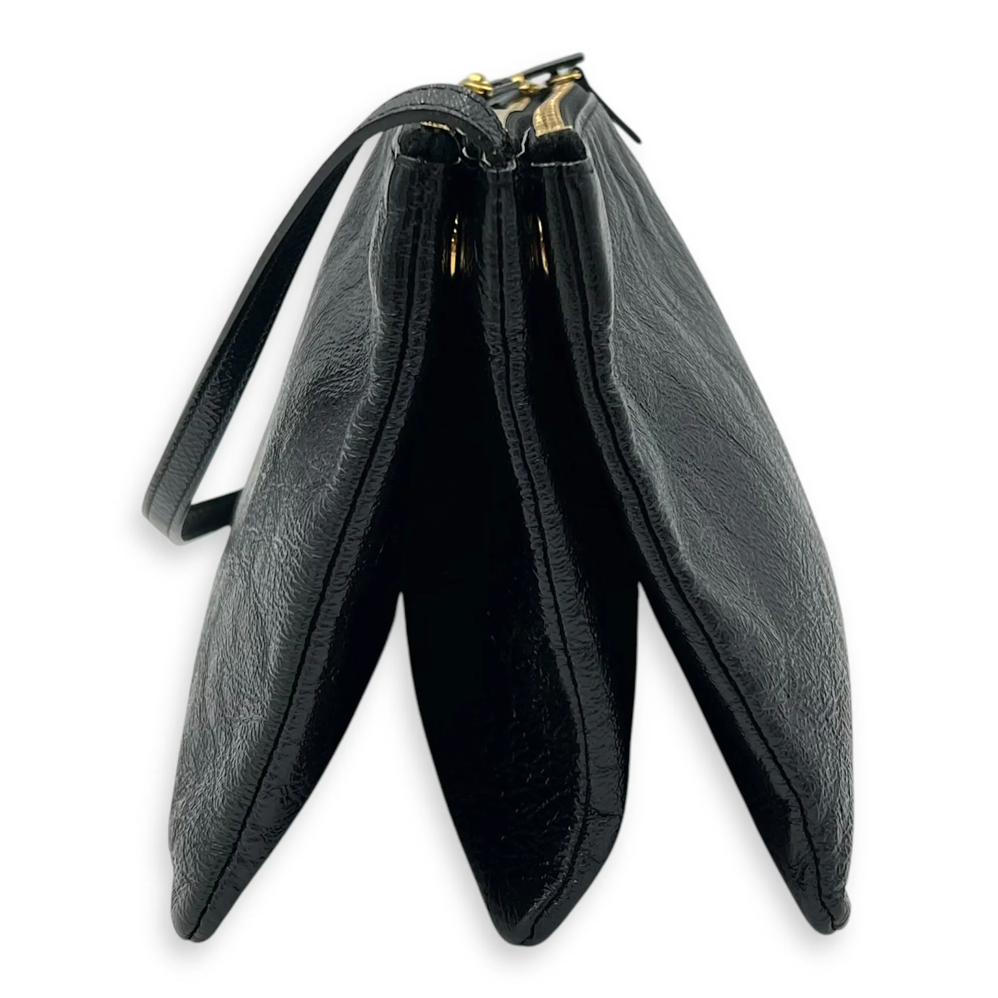 Trio Black Crossbody Bag in Calfskin, Gold hardware