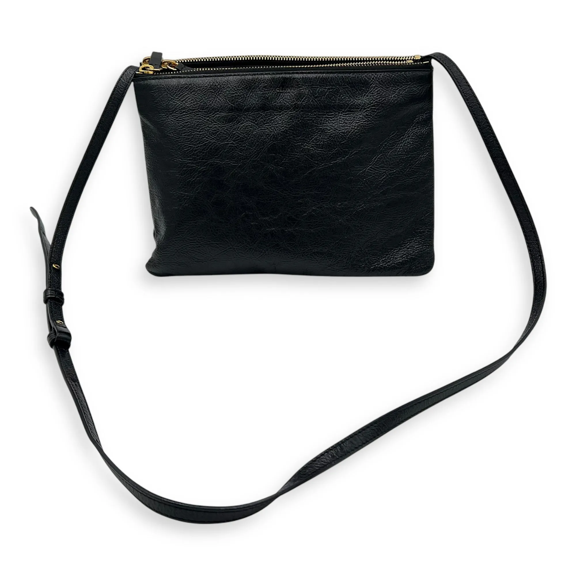Trio Black Crossbody Bag in Calfskin, Gold hardware