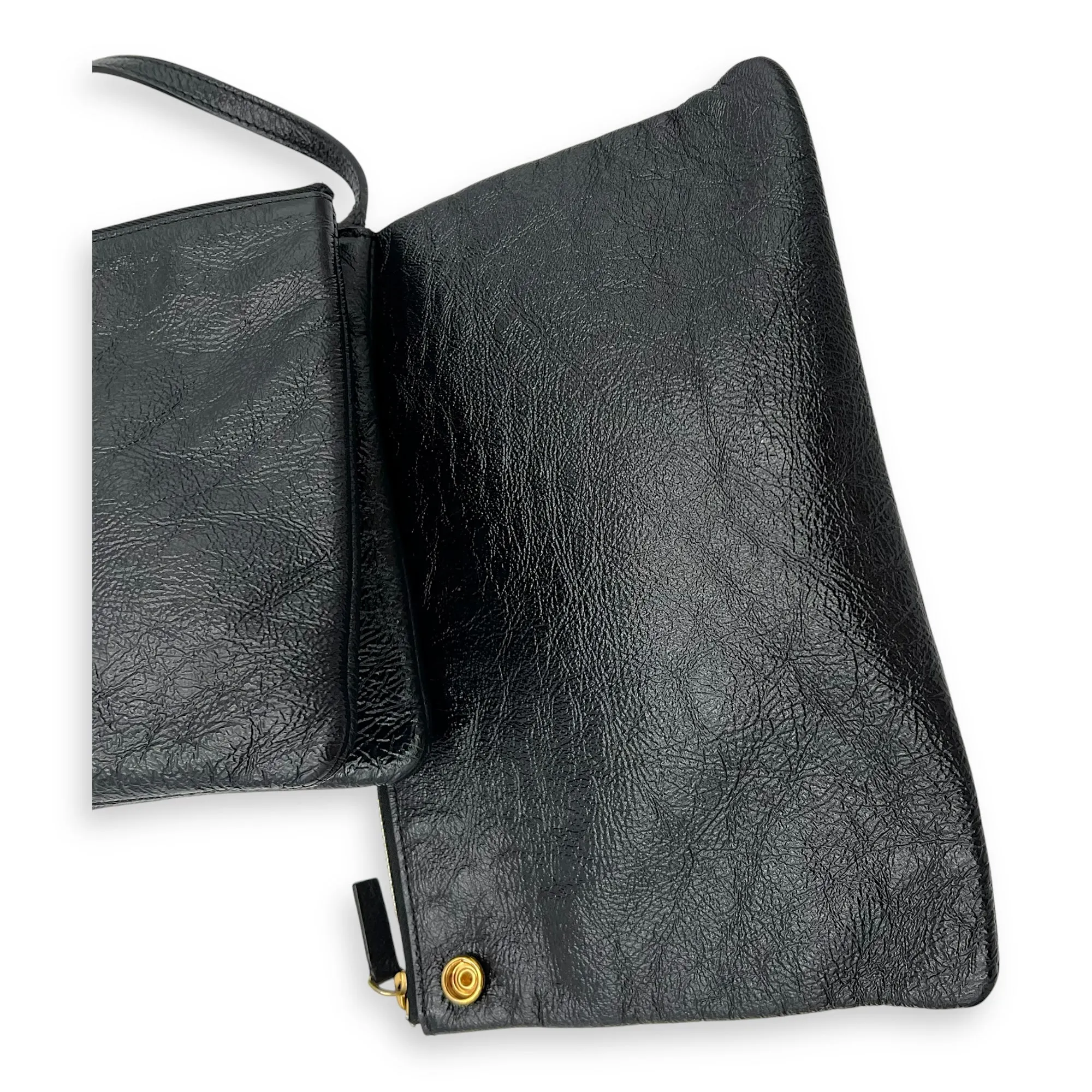 Trio Black Crossbody Bag in Calfskin, Gold hardware