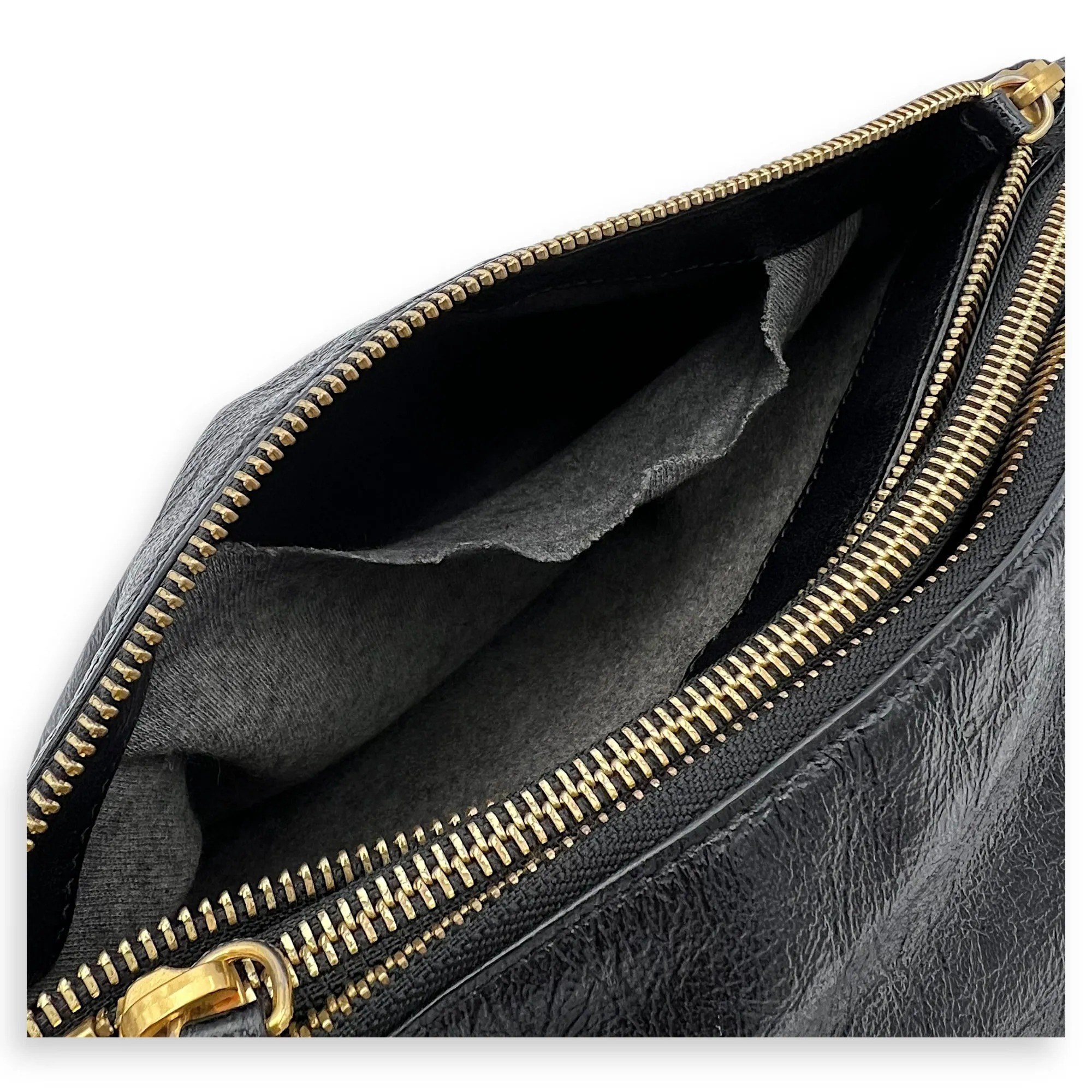 Trio Black Crossbody Bag in Calfskin, Gold hardware