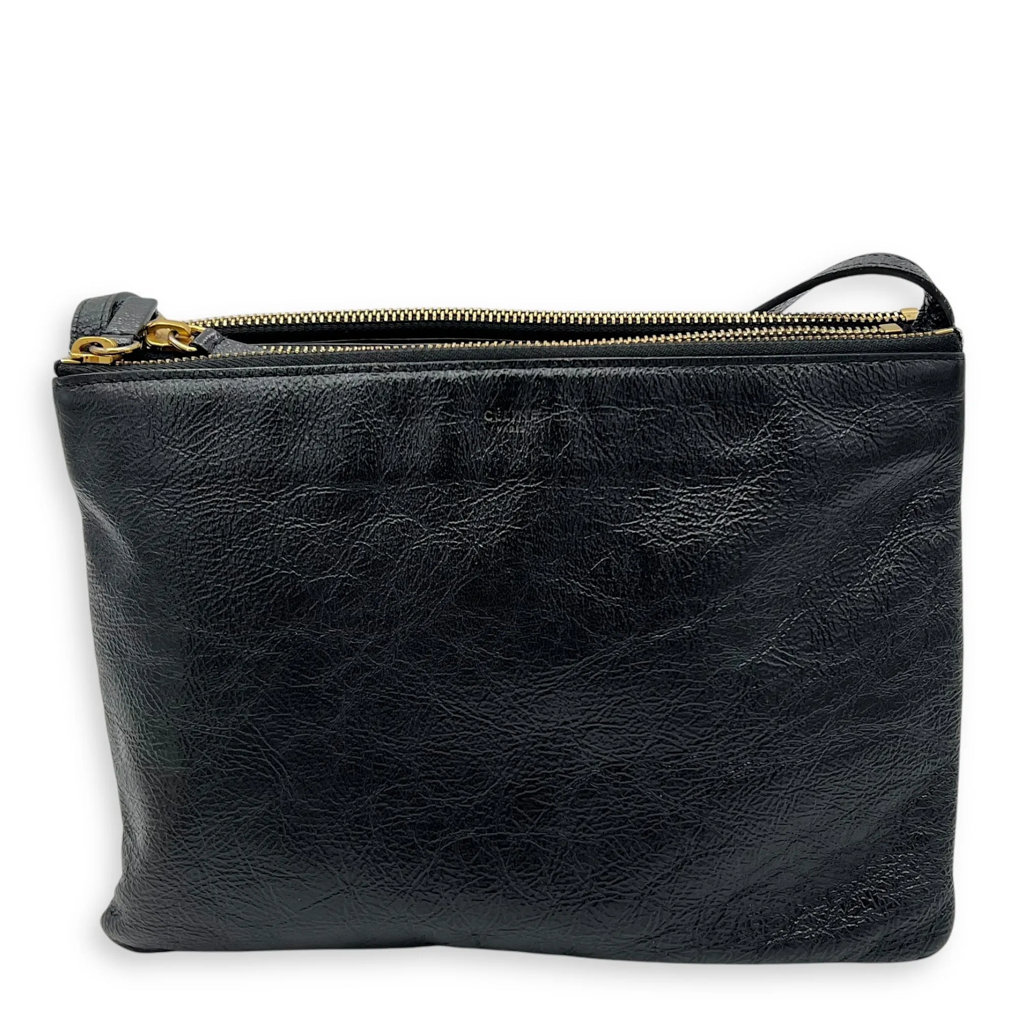 Trio Black Crossbody Bag in Calfskin, Gold hardware