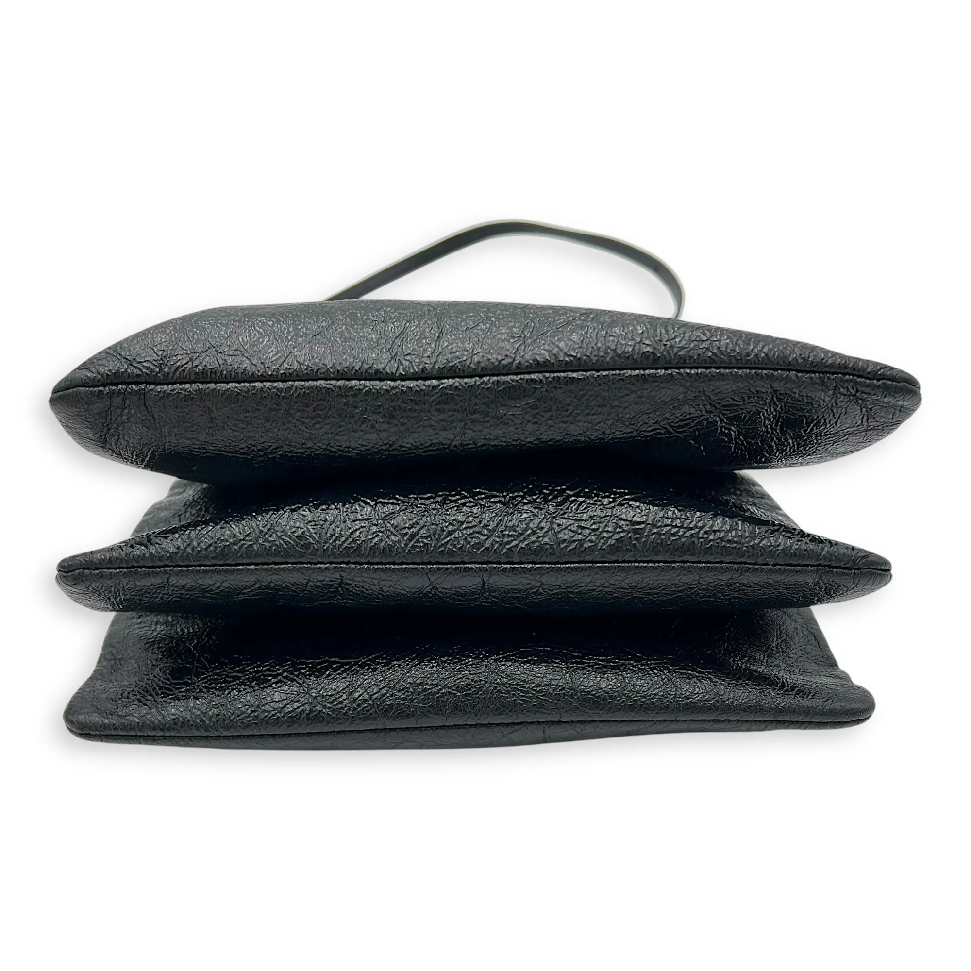 Trio Black Crossbody Bag in Calfskin, Gold hardware