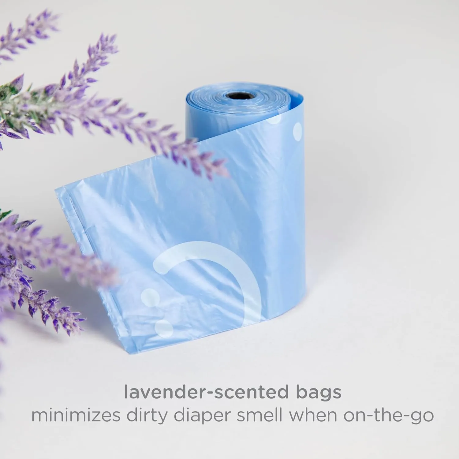 Ubbi Retractable On the Go Bag Dispenser for Travel, Diaper Bag Accessory Must Have for Newborn, Helpful Item, Baby Gift, Lavender Scented, Gray