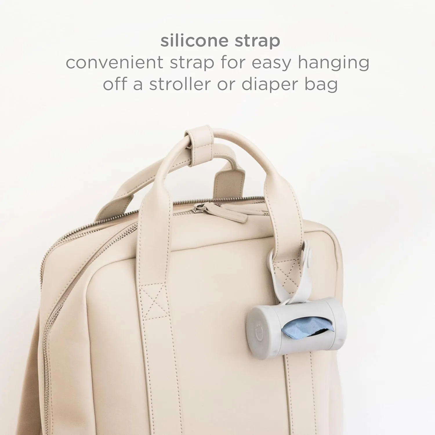 Ubbi Retractable On the Go Bag Dispenser for Travel, Diaper Bag Accessory Must Have for Newborn, Helpful Item, Baby Gift, Lavender Scented, Gray