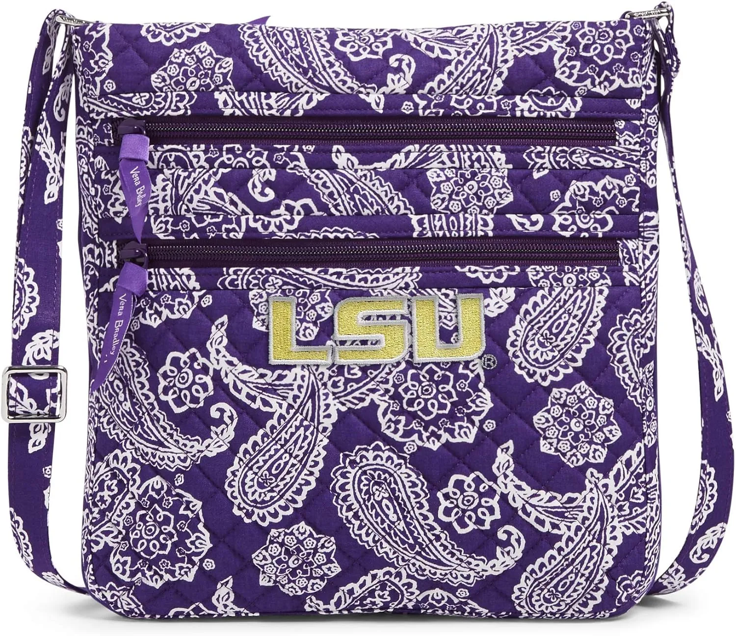 Vera Bradley Women's Cotton Collegiate Triple Zip Hipster Crossbody Purse (Multiple Teams Available)