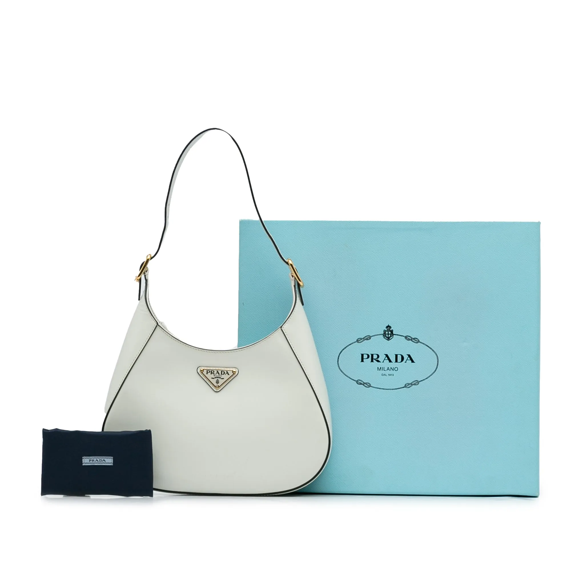 White Prada Spazzolato Cleo Hobo