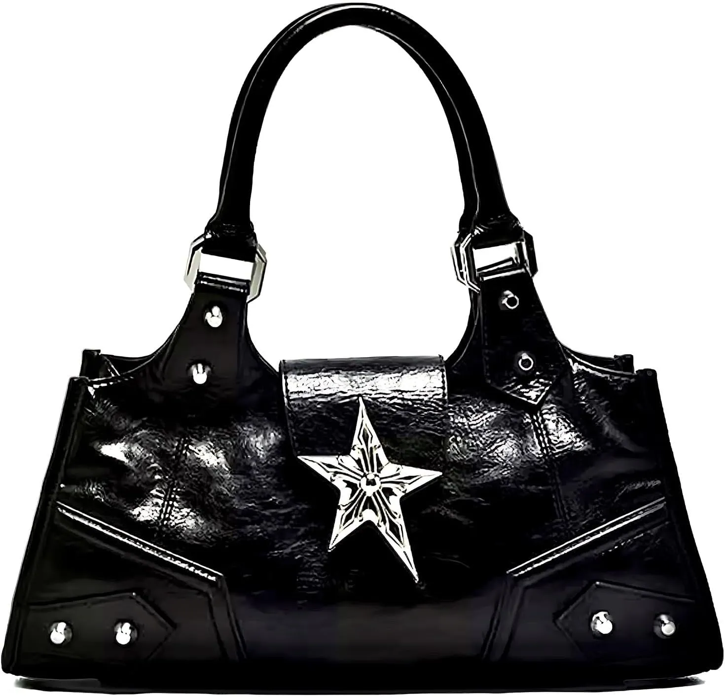 Y2K Punk Bag Girls, Sourpuss Gothic Tote Handbag Star Purse Cool Style Trendy Women Shoulder Purse Rock Fashion
