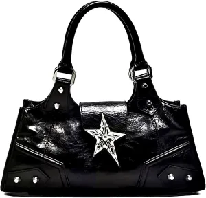 Y2K Punk Bag Girls, Sourpuss Gothic Tote Handbag Star Purse Cool Style Trendy Women Shoulder Purse Rock Fashion
